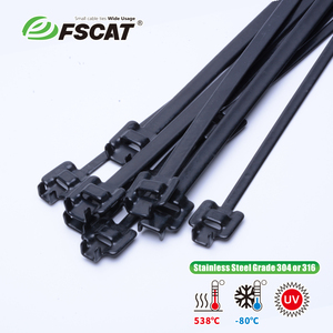 FSCAT追加ヘビーデューティ解放可能SS PVCコーティングステンレス鋼ケーブルタイ9.5x305mm SS 304再利用可能ストラップ - Product Image 4