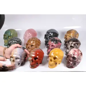 Wholesale 5.0 zoll Gemstone Skulls High Quality Hollow geschnitzt kristall schädel Healing Crystal Skulls