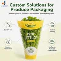 Manchons en BOPP/CPP micro-perforés imprimés sur mesure pour laitues, sacs d'emballage coniques en plastique à ouverture supérieure pour légumes frais