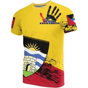Antigua ve Barbuda adaları plaj kısa kollu elbise yaz tropikal erkek nefes T-shirt talep üzerine baskı Crewneck 4XL Tee