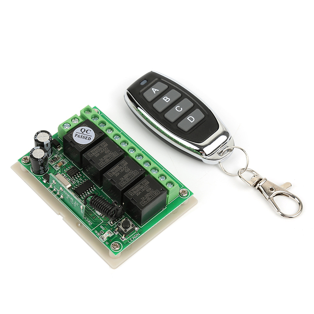 RF Wireless 433mhz Century Aoke Door Opener Switch DC12V 4-Way 10A Learning Code Universal Relay Receiver Remote Control