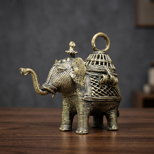 Antique <b>Elephant</b> Metal Craft Keychain Ornament Resin Figurine with Ring Pendant for <b>Gift</b> Decor - Product Image 2