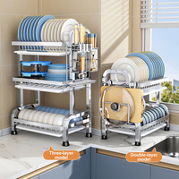 Meilleur prix égouttoir à vaisselle de bureau 2 niveaux égouttoir à vaisselle en acier inoxydable pour accessoires de cuisine assiette bol organisateur