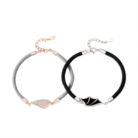 RINHOO Ensemble de 2 bracelets tendance en argent ange et démon pour couples, bracelets pour femmes, cadeaux pour les amoureux, fête de la Saint-Valentin