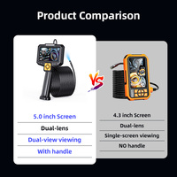 [Stock en EE. UU.] Endoscopio Industrial KERUI de 5.0" IPS 1080P con Doble Lente, Cámara Frontal y Lateral, IP67 Impermeable, Cable Resistente, Grabación de Fotos y Vídeos
