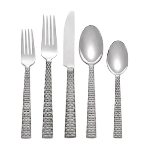 Juego de Cubiertos de Lujo con Diseño Real, Juego de Cubiertos de Acero Inoxidable con Diseño de Cuadros Plateados - Product Image 1