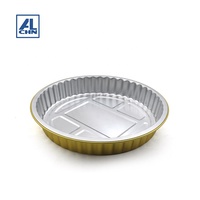 ALCHN 1500ml 9,5 in Schwarz gold Runde Einweg-Aluminium folien platte Lebensmittel behälter Pizza Pie Kunafa Pan Tray mit Haustier deckel