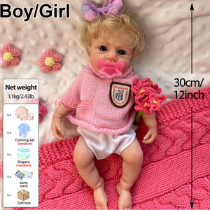 Muñeca Reborn de Silicona Completa LouLou de 12 Pulgadas con Cabello Enraizado, Boca Abierta, Compatible con Chupete, Anatómicamente Correcta, para Juego de Imitación <span class=keywords><strong>Infantil</strong></span> - Product Image 4