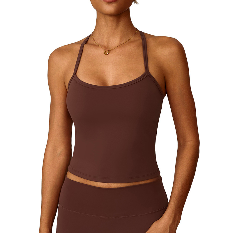 European American Winter Sanding Beauty Back Yoga Vest Quick-Drying Tank Top Tight-Fitting Fitness Running Sports Women's