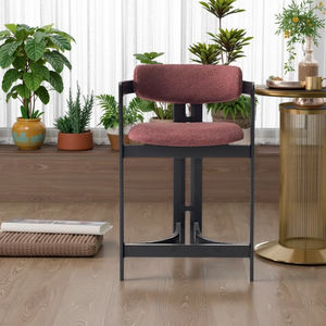 Sgabello da Bar in Legno Massello di Frassino Nero, Design Moderno e Lussuoso Italiano, con Schienale e Poggiapiedi per Isola <span class=keywords><strong>Cucina</strong></span> e Bar Domestico, Australia - Product Image 2