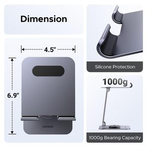Soporte de Aluminio para Tablet UGREEN, Base Giratoria de 360°, Soporte de Escritorio Ajustable Multiángulo, Compatible con <span class=keywords><strong>iPad</strong></span> Pro/Air/<span class=keywords><strong>Mini</strong></span> - Product Image 5