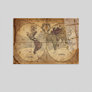 Impression sur toile de carte du monde vintage, art déco, panneau mural décoratif - Product Image 2