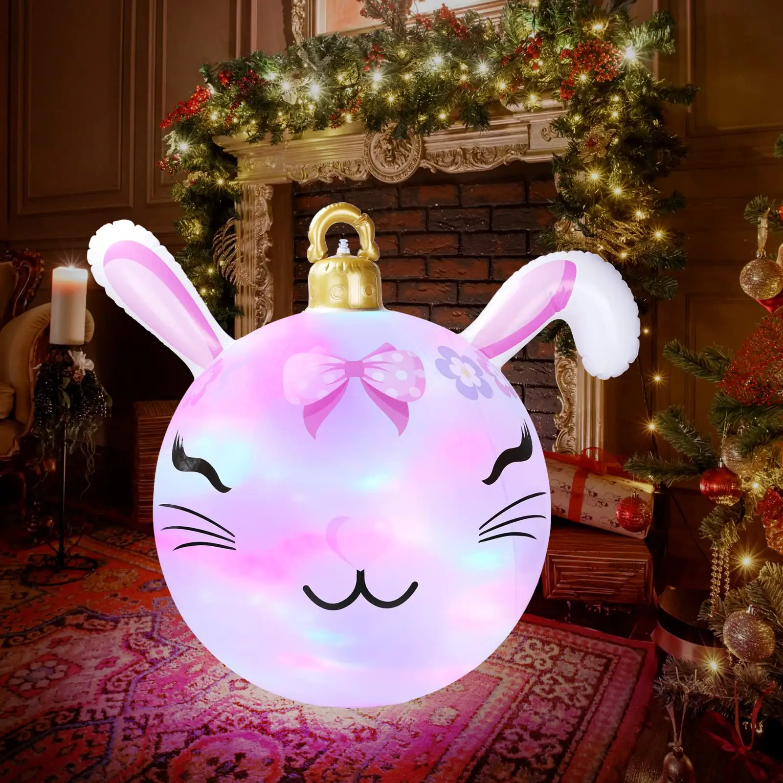 Надувной Рождественский кролик орнамент гигантский надувной Рождественский Декор беспроводной светодиодный световой шар орнамент