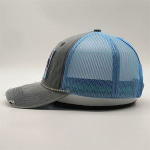 Gorra de Béisbol Personalizada de Alta Calidad, 100% Algodón Pigmentado, con Parche Estampado Gris Desgastado, Estilo Cola de Caballo - Product Image 3
