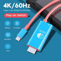 Câble HDMI 2.0 Ultra HD 4K 60 Hz Type C vers HDMI 2 m avec charge 100 W pour ordinateur portable Switch