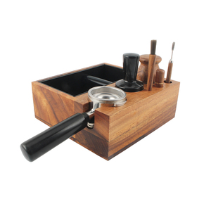 Large Espresso Knock Box and Tamping <b>Station</b>, Solid Wood Espresso Accessories Organizer Box - Product Image 6