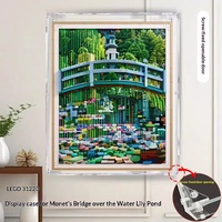 Vitrine d'exposition transparente en plastique acrylique avec fixation à vis 3 mm pour la peinture artistique Monet Pont aux Nénuphars, compatible LEGO 31220
