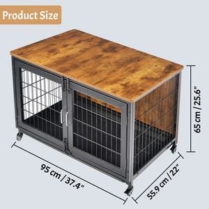 Jaula para Perros de Diseño Transpirable, Amplia Mansión para Mascotas de Madera/Metal con Ruedas con Bloqueo y Bandeja de Plástico Fácil de Limpiar - Product Image 5