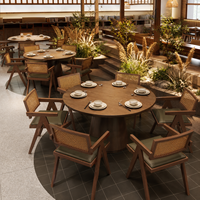 Ensemble de table et chaises de salle à manger en bois massif au design moderne pour la rénovation de restaurants, bistrots, décoration intérieure personnalisée, vente en gros