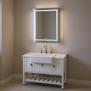 Espejo de baño rectangular con iluminación LED, antivaho, regulable, para montar en la pared. - Product Image 2