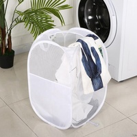 Panier à linge pliable en maille rose papillon, écologique, durable, avec poignées, pour armoire et salle de bain, design moderne