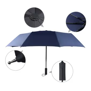 Comprar a granel impermeable a prueba de viento listo para enviar material de pongee Paraguas automático en bolsa