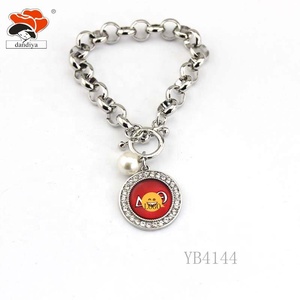 Ciondolo rotondo bracciale a maglie con strass gioielli Sorority greca e prodotti della fraternità per DST AK DELTA ZETA - Product Image 3