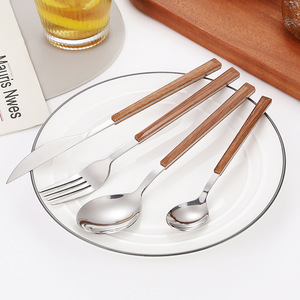 Stainless Steel Wooden Handle Cutlery <b>Set</b> 12 Pieces Knife Fork Spoon Dishwasher Safe For Dining Tableware - Product Image 3