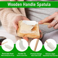 Spatule de cuisine en silicone à bords doux avec manche en bois, outil de cuisine pour mélanger les salades, étaler le pain grillé et faire cuire
