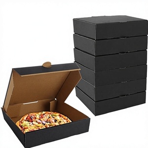 Boîtes à pizza mini rigides réutilisables avec logo imprimé personnalisé, carton noir de qualité alimentaire pour sushis, pizzas, sucre, huile d'olive, emballage cadeau - Product Image 2