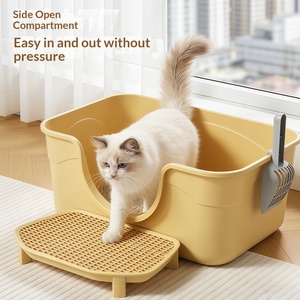 Bac à litière pour chat extra large semi-fermé en PP, côtés hauts, anti-éclaboussures, design carré, pour Maine Coon et foyers multi-chats - Product Image 2