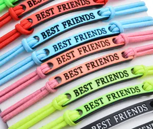 friendship gifts best friends elastic cord bracelets customized logo letter tag bracelets friendship bracelets gifts