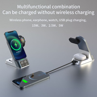 Chargeur sans fil 6 en 1 réveil pour iphone 15 led affichage lumière chargeur multifonctionnel produits tendance 2024 nouveautés