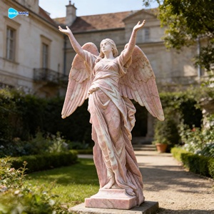 Estatuas <span class=keywords><strong>de</strong></span> Ángeles <span class=keywords><strong>de</strong></span> Mármol Blanco Modernas Personalizadas para Interiores/Exteriores, Hermosa Escultura <span class=keywords><strong>de</strong></span> Ángel con Pluma Tallada a Mano para Jardín - Product Image 2