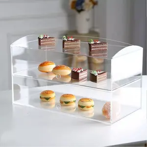 Venta al por mayor estante de exhibición de panes-Expositor de acrílico transparente para cupcakes/PAN/dulces