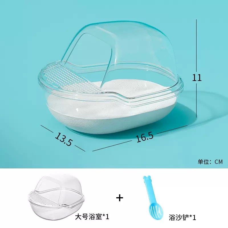 Transparent large bathroom with shovel