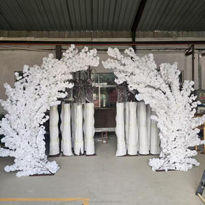 Fournitures de mariage en gros : Arche florale bordeaux tendance, <span class=keywords><strong>fleurs</strong></span> artificielles, arbre de cerisier pour la décoration de mariages, maisons et hôtels - Product Image 4