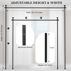 Ardooy 25mm miễn phí đứng hiện đại kim loại thép dọc căng thẳng phân vùng thanh phòng chia màn hình đen trắng điều chỉnh nghệ thuật - Product Image 2
