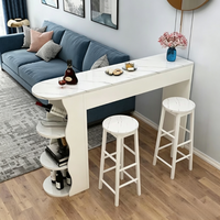 Table de bar étroite moderne avec plateau en verre trempé, étagères de rangement, séparateur de couloir, table d'appoint de canapé, comptoir à pieds hauts avec ensemble de tabourets