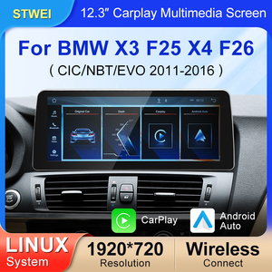 STWEI จอไร้สายขนาด 12.3 นิ้ว รองรับ AUTO CarPlay สำหรับ BMW X3 F25 X4 F26 CIC ปี 2011-2016 ระบบ Linux บลูทูธ DSP หน้าจอสัมผัส ความละเอียด 1920x720 - Product Image 2