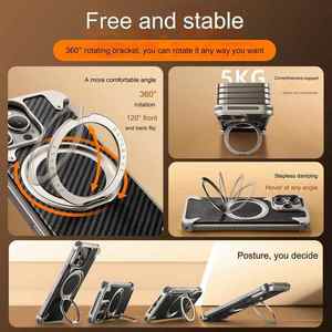 Ốp lưng kim loại hợp kim nhôm carbon cao cấp cho iPhone 16 Pro Max với giá đỡ vòng từ tính 360 độ ẩn cho iPhone 17 Pro - Product Image 5