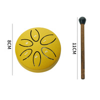 Steel Tongue Drum 6 Notes 3 Inch Mini Handpan Drum Percussion Instrument with Mallets for Meditation Yoga Kids Adults