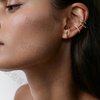 LOZRUNVE 925 Sterling Silber 18k Vergoldet Vermeil Mode Doppel-Ohrklemme Ohrring Schmuckset Minimalistisch