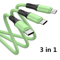 Vente en gros 1.2M câble TYPE-C Multipl chargeur lumière câble de données de charge 3 en 1 câble usb pour téléphone