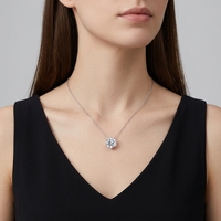 Collier en argent sterling 925 avec pendentif solitaire en moissanite de 1 carat, taille ronde, 6 griffes, minimaliste, unisexe