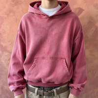 Sweat à capuche oversize en coton vintage lavé, imprimé personnalisé, streetwear décontracté pour homme
