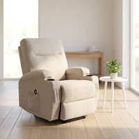 Fauteuil inclinable électrique multifonctionnel moderne en tissu avec cadre métallique extensible, massage chauffant zéro gravité, dossier ouvert, une place