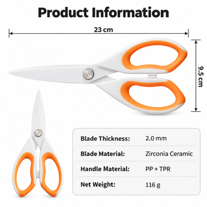 Ciseaux de cuisine en céramique de zircone en gros avec manche souple en PP TPR, lame en céramique anti-rouille, ciseaux de coupe ménagers - Product Image 6