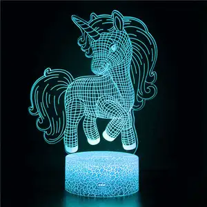 3D LED gece lambası uçan sevimli ve güzel parlayan unicorn çocuk kız arkadaşı sevgilisi çocuk bebek noel doğum günü hediyesi