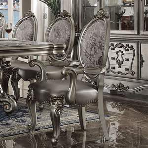 DB Lot de 2 fauteuils argent et platine antique avec garniture de tête de clou pour la salle à manger - Product Image 1